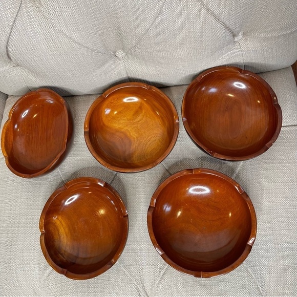 LOT of 5 Mahogany Wood bowl - Picture 1 of 9